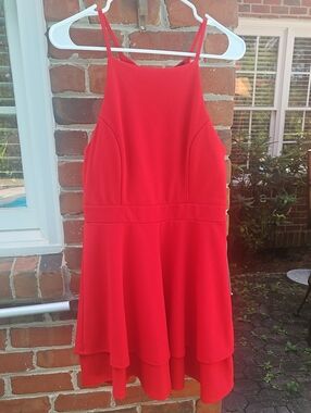Trixxi Red Maxi Dress with Flared Skirt